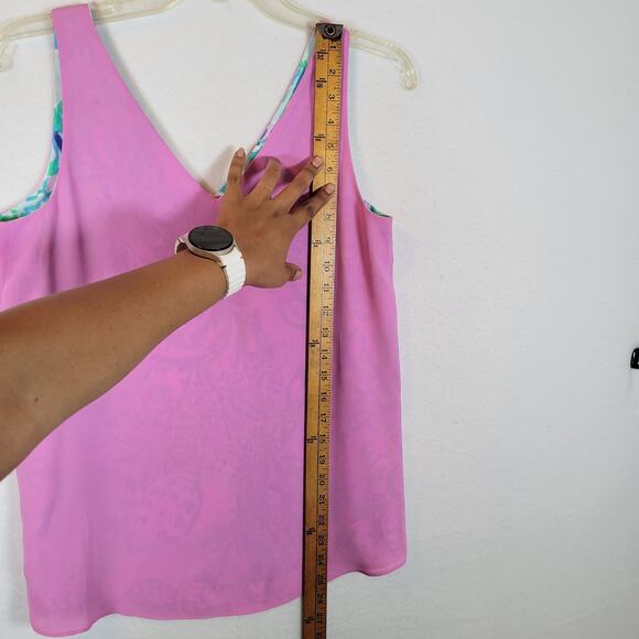 Lilly Pulitzer Womens Florin Tank Top Size XS Pink Blue Reversible Florida Beach - Picture 8 of 10